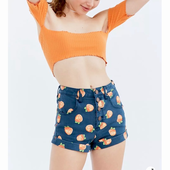 Urban Outfitters Pants - BDG Denim Urban Outfitters SoldOut Super High Waisted Shorts button fly Orange